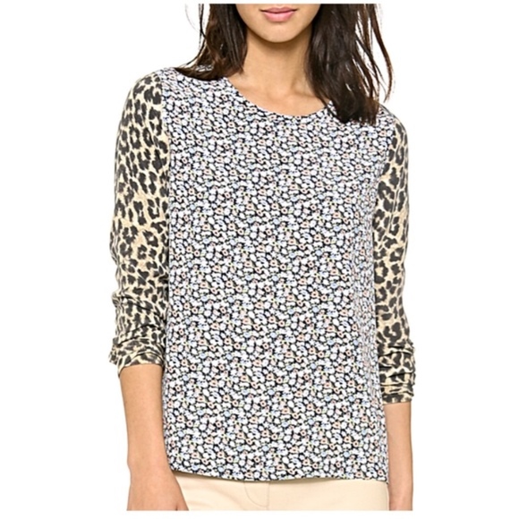 Equipment Tops - Equipment Liam Floral Leopard Mixed Print Blouse